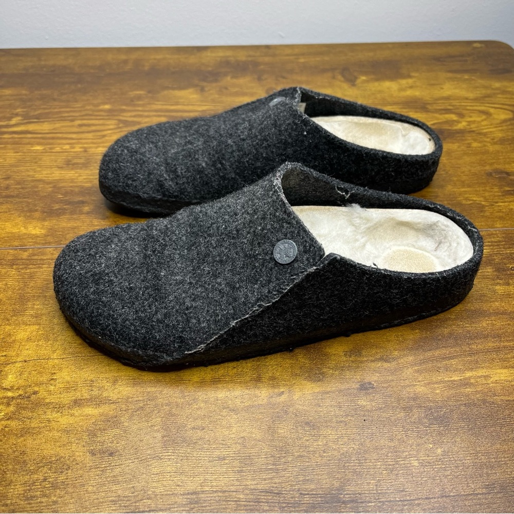 Birkenstock Charcoal Zermatt Wool Slippers
